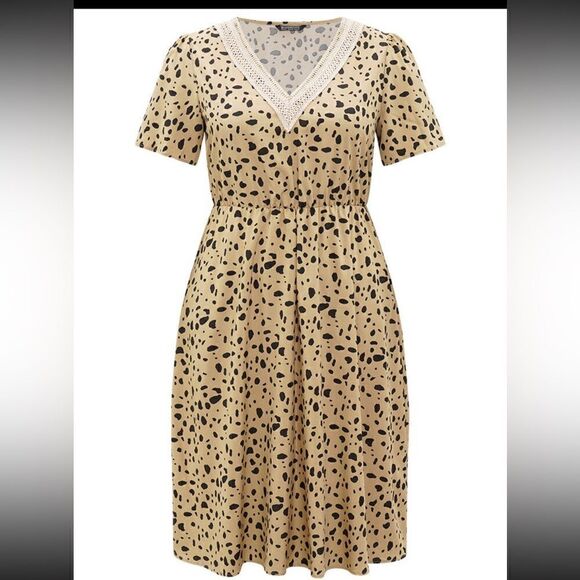 NWT BloomChic Plus Size Leopard Print Short Sleeve Elastic Waist Dress -Size 2XL - Picture 5 of 8